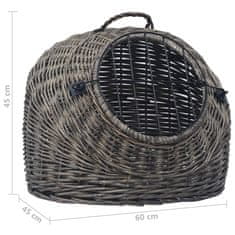 Greatstore Mačji transporter siv 60x45x45 cm naravna vrba