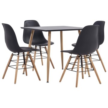 Vidaxl Jedilna garnitura 5-delna iz plastike črna