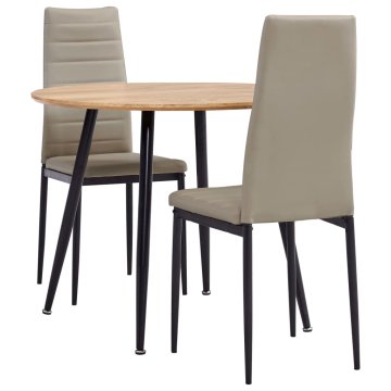 Vidaxl Jedilna garnitura 3-delna umetno usnje kapučino barve