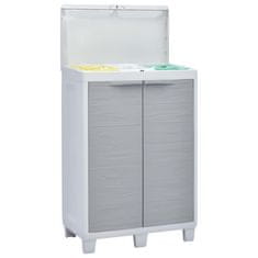 Vidaxl Vrtni koš za smeti s 3 vrečami svetlo siv 65x38x102 cm