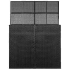 Vidaxl Dvojna lopa za smetnjake črna 153x78x120 cm poli ratan