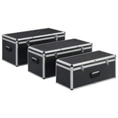 Greatstore Kovčki za shranjevanje 3 kosi črn aluminij