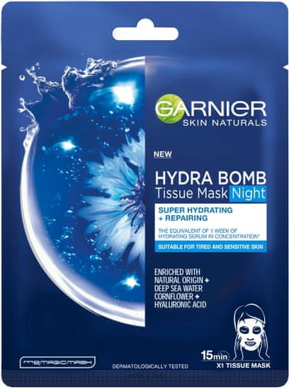 Garnier Skin Naturals Hydra Bomb Tissue nočna maska za obraz, 32 g