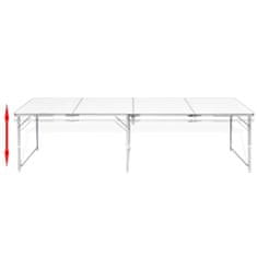 Greatstore Zložljiva aluminijasta miza za kamp. z nastavljivo višino 240 x 60 cm