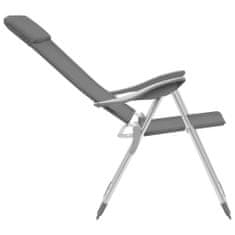 Greatstore Zložljivi stoli za kampiranje 4 kosi sive barve aluminij