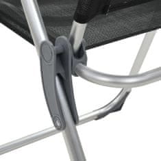 Greatstore Zložljivi stoli za kampiranje 2 kosa črne barve aluminij