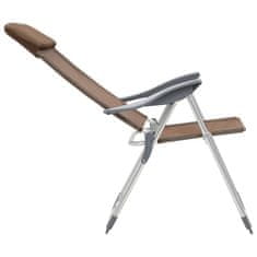 Vidaxl Zložljivi stoli za kampiranje 2 kosa rjave barve aluminij