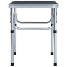 Vidaxl Zložljiva miza za kampiranje siva iz aluminija 60x45 cm