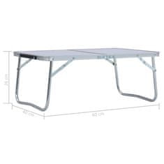 Vidaxl Zložljiva miza za kampiranje bela iz aluminija 60x40 cm