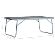 Greatstore Zložljiva miza za kampiranje siva iz aluminija 60x40 cm