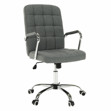 eoshop Pisarniški stol MORGEN, siv, vrtljiv z rokonasloni, nastavljiva višina, krom podnožje