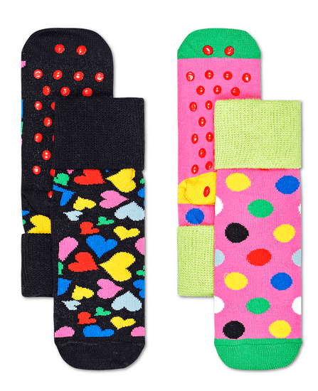 Happy Socks otroške nogavice 2-Pack Kids Heart Anti-Slip Socks