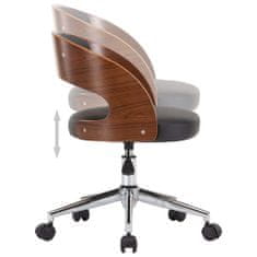 Greatstore Vrtljiv pisarniški stol črn ukrivljen les in umetno usnje