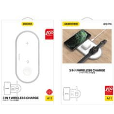 DUDAO A11 brezžični polnilnik 3in1 na AirPods / Apple Watch / smartphone, bela