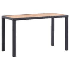 Vidaxl Vrtna miza črna in rjava 123x60x74 cm trden akacijev les