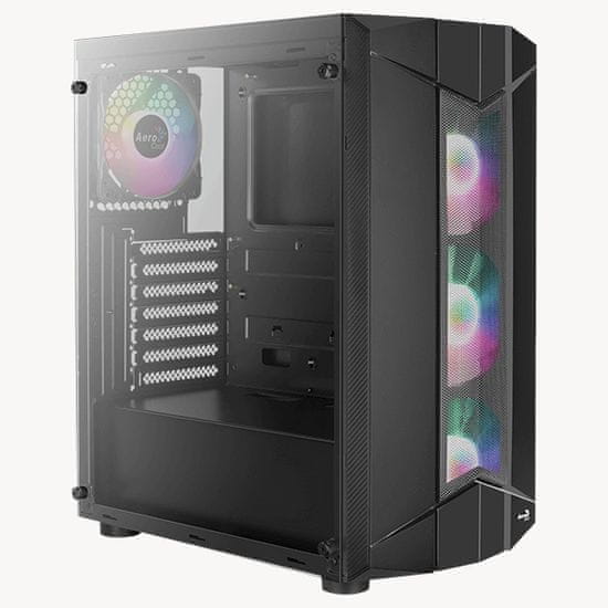 Aerocool Sentinel, ATX/Mid Tower, stransko okno, RGB, črno