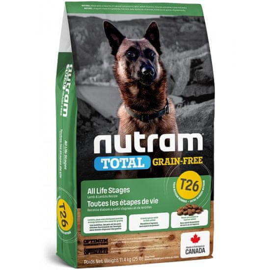 Nutram Total Grain Free Lamb, Legumes Dog hrana za občutljive pse, 11,4 kg