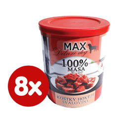 MAX Deluxe konzerve za odrasle pse, s koščki govedine, 8x 800 g