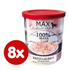FALCO MAX Deluxe konzerve za odrasle pse, s piščancem in puranom, 8x 800 g
