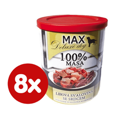 FALCO MAX Deluxe konzerve za pse, s koščki pustega mesa in srčki, 8x 800 g