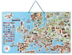 Woody magnetni zemljevid Evrope, družabna igra, 3 v 1, angleščina