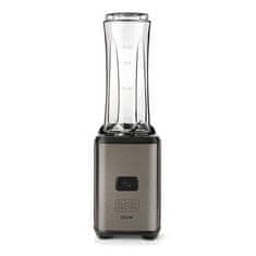 Smoothie mixér Black+Decker, BXJBA350E, spouštění stiskem tlačítka, 2 přenosné láhve, 4 nerezové nože, gumové nohy, nerezové tělo, 350 W