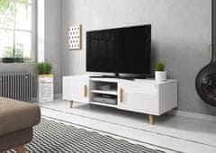 Furnitura TV omarica LARS 2 bela visoki sijaj 140 cm + LED