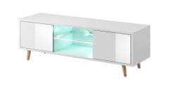 Furnitura TV omarica LARS bela visoki sijaj 140 cm + LED
