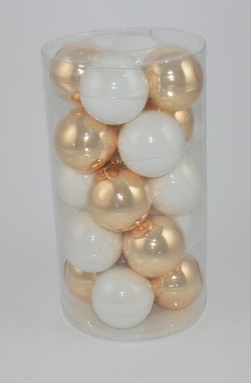 DUE ESSE komplet božičnih steklenih okraskov, bela/zlata, Ø 7 cm, 20 kosov