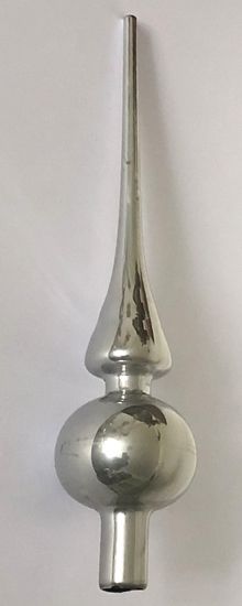 DUE ESSE božična steklena konica, srebrno-biserna, 26 cm