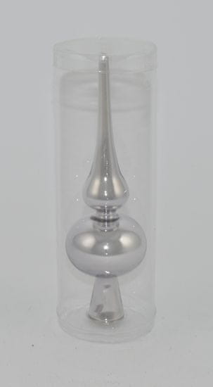 DUE ESSE božična steklena konica, srebrna, lesk, 20 cm