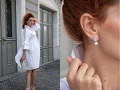 JwL Luxury Pearls Asimetrični uhani - dvojni uhani s pravim belim biserjem in uhani s cirkoni JL0260