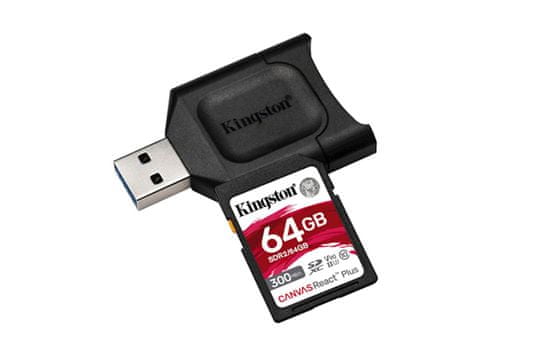 Kingston Canvas REACT Plus SD kartica, 64 GB + adapter