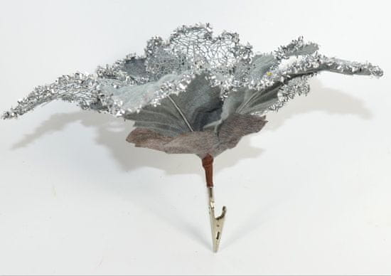 DUE ESSE božična srebrna roža, s sponko, Ø 26 cm