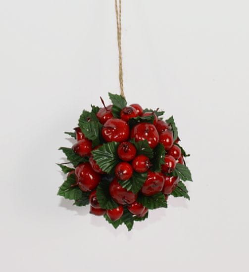 DUE ESSE Božična viseča kroglica iz jagod in zelenih listov, Ø 10 cm