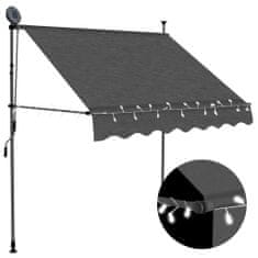 Greatstore Ročno zložljiva tenda z LED lučmi 200 cm antracitna