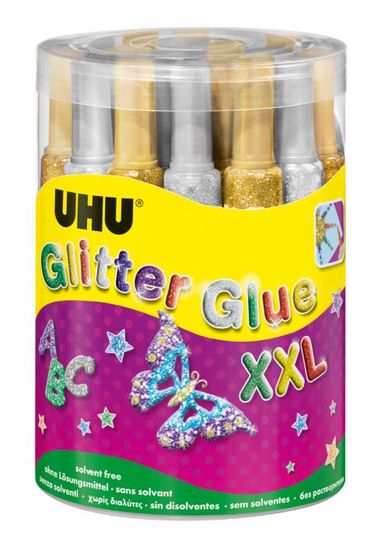 UHU Glitter lepilo z bleščicami, zlato/srebrno, 20 ml