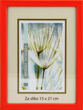 Karako Foto okvir 15x21 cm, iz lesa, namizni, stenski, 10 oranžna