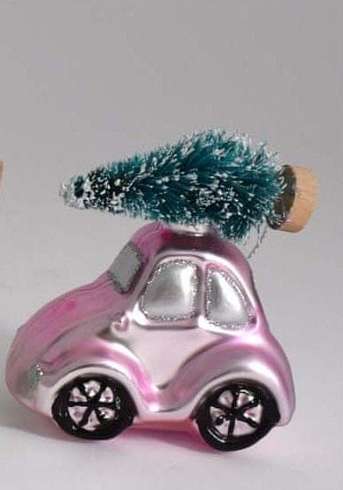 DUE ESSE božični avto z drevesom, roza, 8 cm