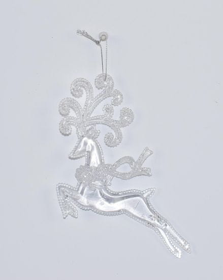 DUE ESSE komplet božičnih okraskov severnih jelenov, 16 cm, prozoren, 4 kosi