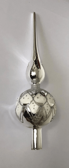 DUE ESSE špica, božičen steklen okrasek, srebrna, 33 cm