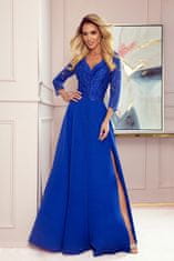 Numoco Ženska večerna obleka Amber kraljevsko modra S