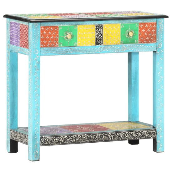 Vidaxl Ročno barvana konzolna mizica 80x35x75 cm trden mangov les