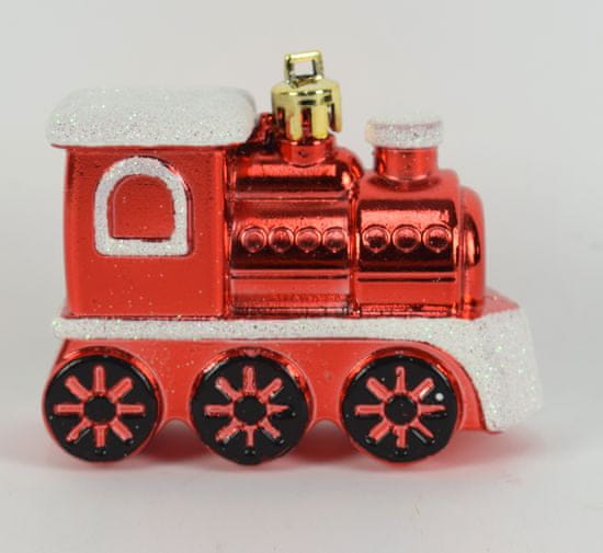 DUE ESSE komplet 2 božičnih okraskov lokomotiva, rdeča