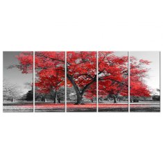 Murando DeLuxe Petdelna slika - jesen v parku - rdeča 100x50 cm
