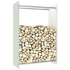 Vidaxl Stojalo za drva belo 80x35x120 cm steklo