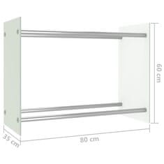 Vidaxl Stojalo za drva belo 80x35x60 cm steklo