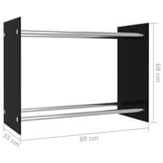 Vidaxl Stojalo za drva črno 80x35x60 cm steklo