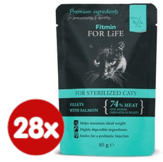 Fitmin mačja hrana Cat pouch sterilized salmon, 28x85 g