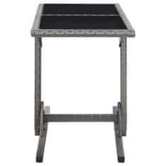 Vidaxl Vrtna miza antracitna 110x53x72 cm steklo in poli ratan